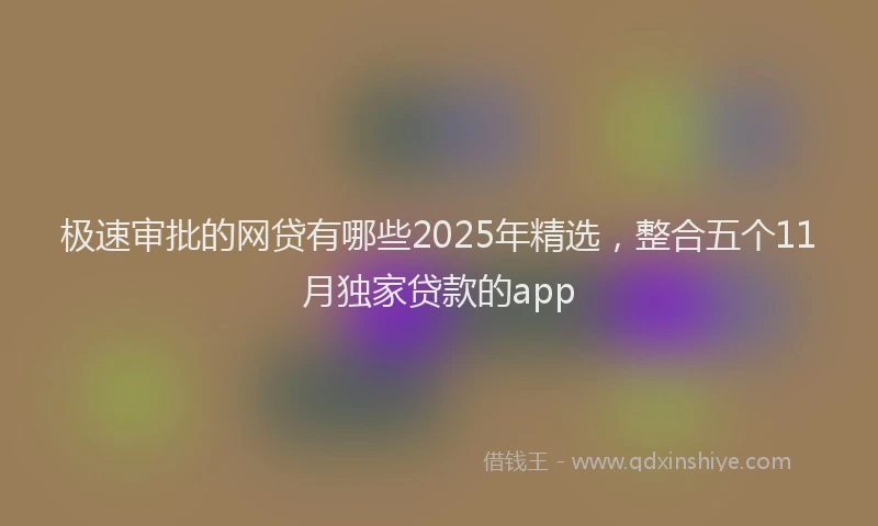 极速审批的网贷有哪些2025年精选，整合五个11月独家贷款的app