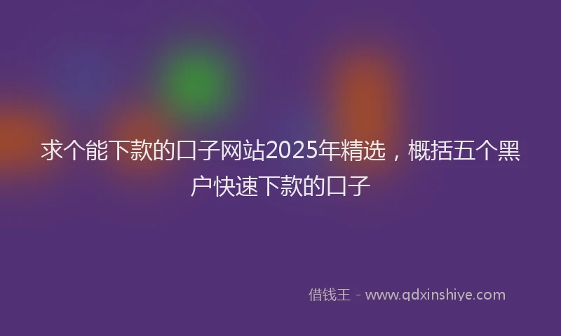 求个能下款的口子网站2025年精选，概括五个黑户快速下款的口子
