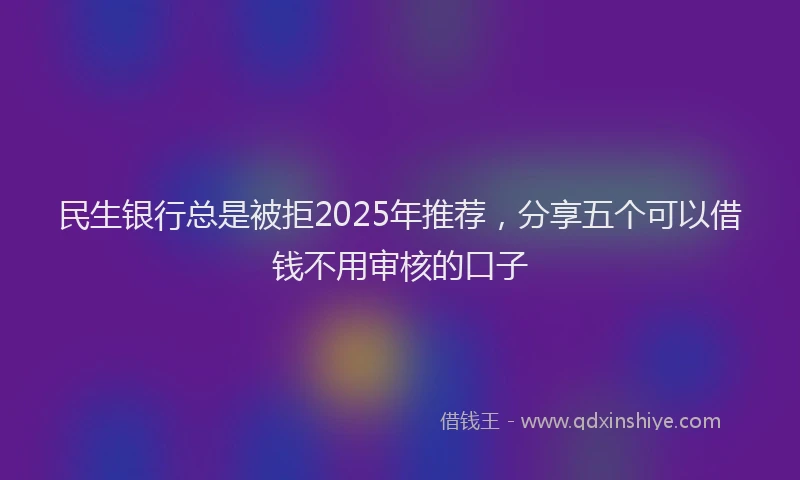 民生银行总是被拒2025年推荐，分享五个可以借钱不用审核的口子