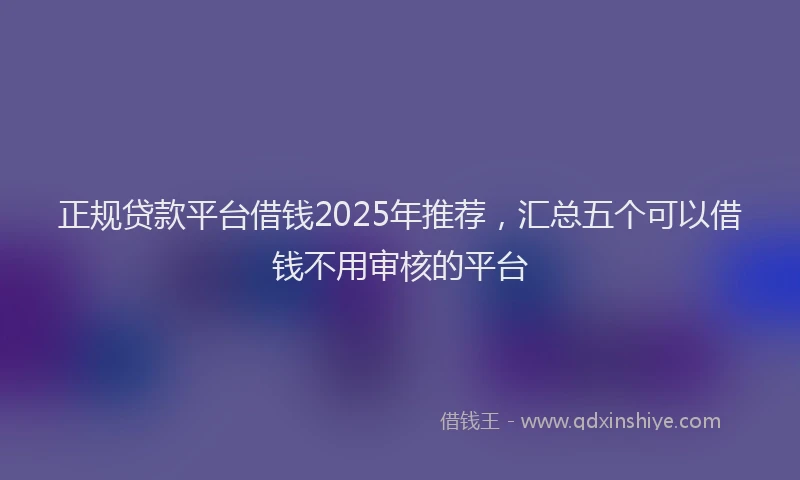 正规贷款平台借钱2025年推荐，汇总五个可以借钱不用审核的平台