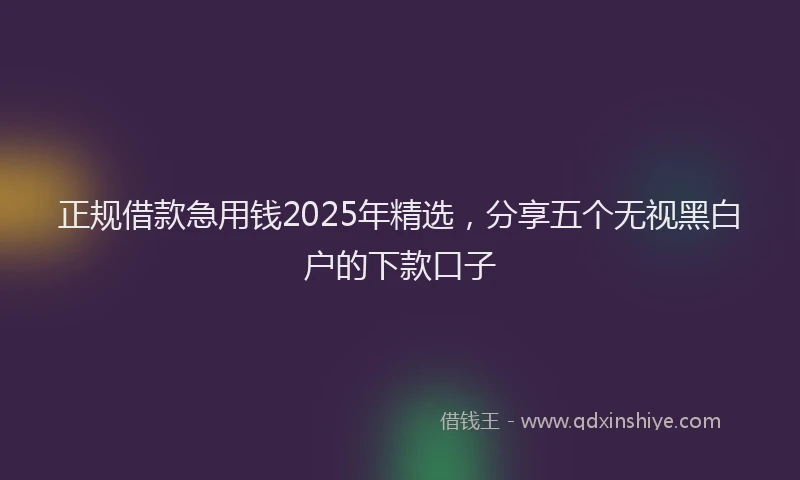 正规借款急用钱2025年精选，分享五个无视黑白户的下款口子