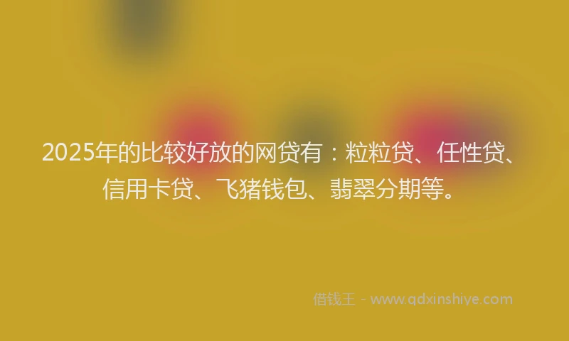 2025年的比较好放的网贷有：粒粒贷、任性贷、信用卡贷、飞猪钱包、翡翠分期等。