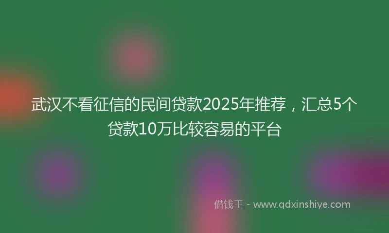 武汉不看征信的民间贷款2025年推荐，汇总5个贷款10万比较容易的平台