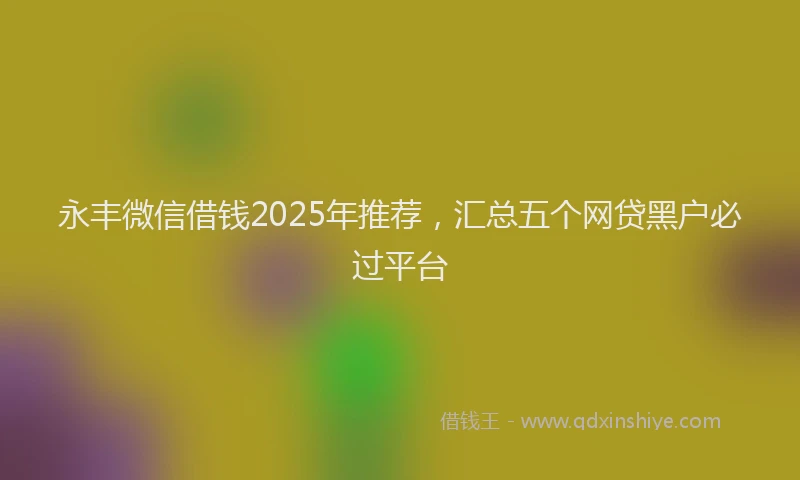 永丰微信借钱2025年推荐，汇总五个网贷黑户必过平台
