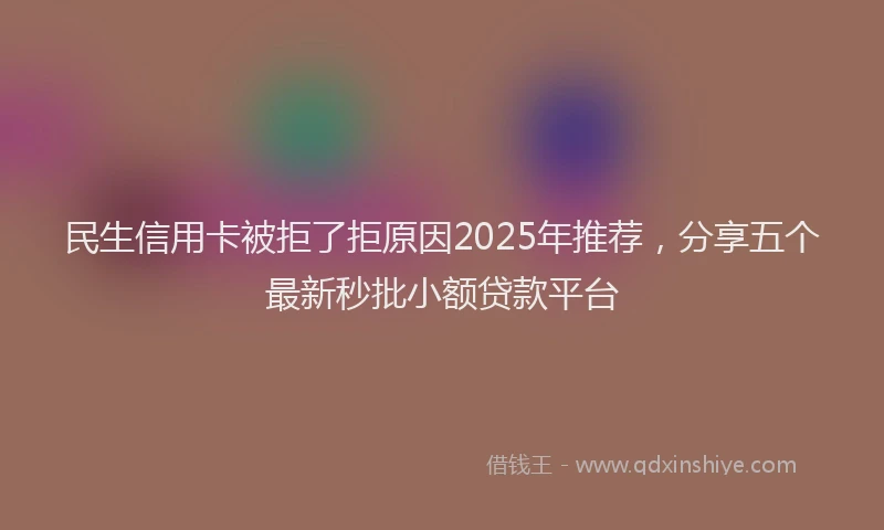 民生信用卡被拒了拒原因2025年推荐，分享五个最新秒批小额贷款平台