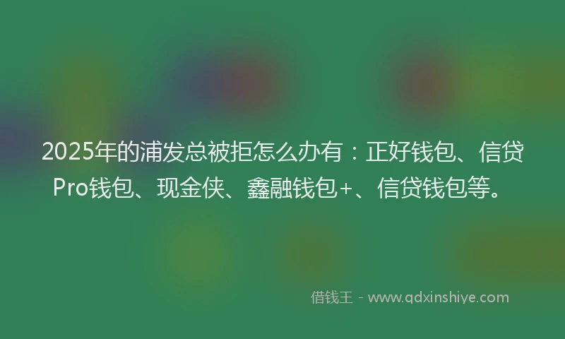 2025年的浦发总被拒怎么办有：正好钱包、信贷Pro钱包、现金侠、鑫融钱包+、信贷钱包等。