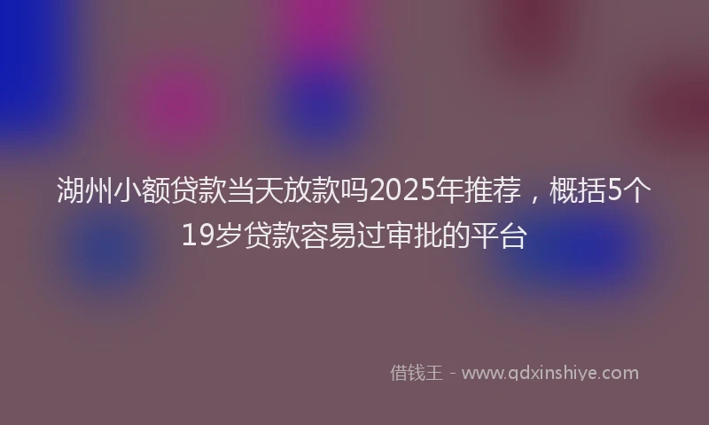 湖州小额贷款当天放款吗2025年推荐，概括5个19岁贷款容易过审批的平台
