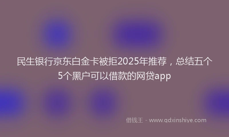 民生银行京东白金卡被拒2025年推荐，总结五个5个黑户可以借款的网贷app