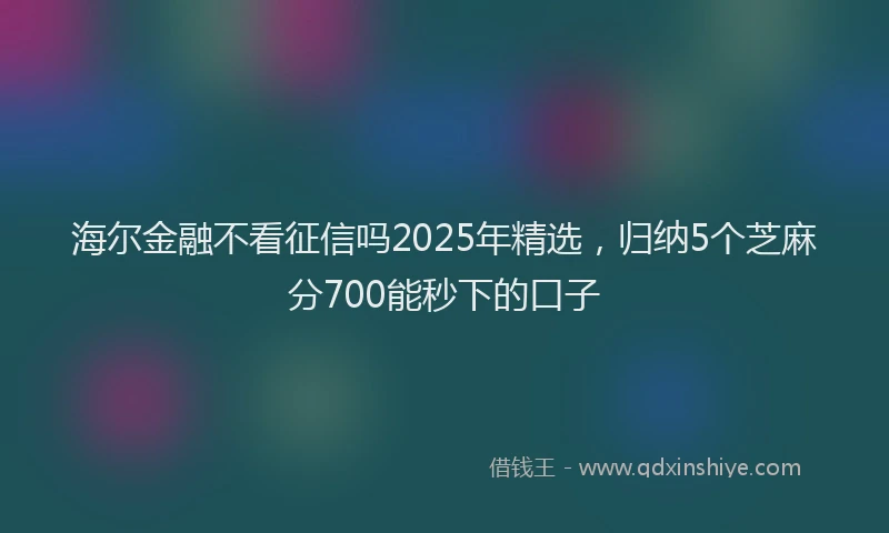 海尔金融不看征信吗2025年精选，归纳5个芝麻分700能秒下的口子