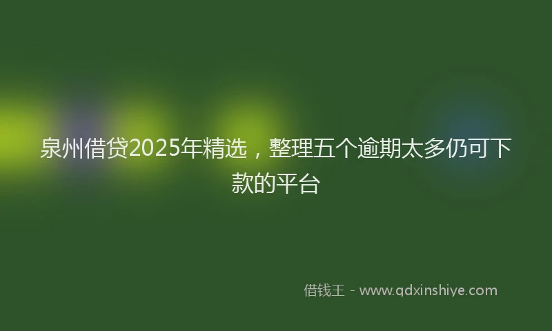 泉州借贷2025年精选，整理五个逾期太多仍可下款的平台