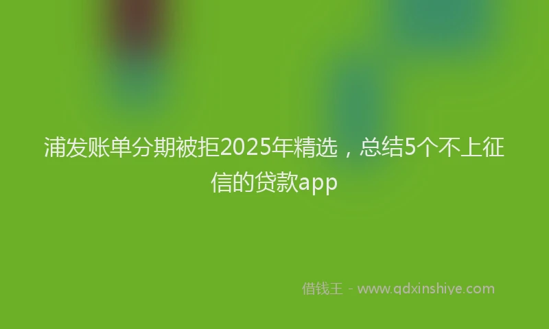 浦发账单分期被拒2025年精选，总结5个不上征信的贷款app
