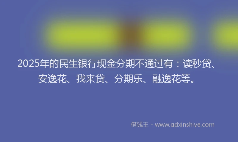 2025年的民生银行现金分期不通过有：读秒贷、安逸花、我来贷、分期乐、融逸花等。