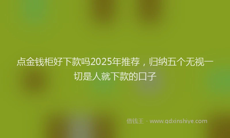 点金钱柜好下款吗2025年推荐，归纳五个无视一切是人就下款的口子