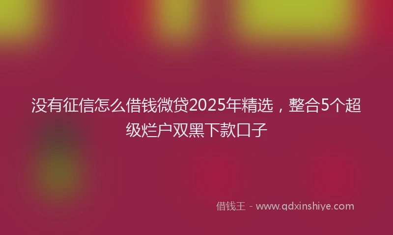 没有征信怎么借钱微贷2025年精选，整合5个超级烂户双黑下款口子