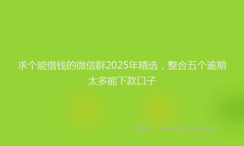 求个能借钱的微信群2025年精选，整合五个逾期太多能下款口子
