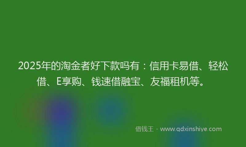 2025年的淘金者好下款吗有：信用卡易借、轻松借、E享购、钱速借融宝、友福租机等。