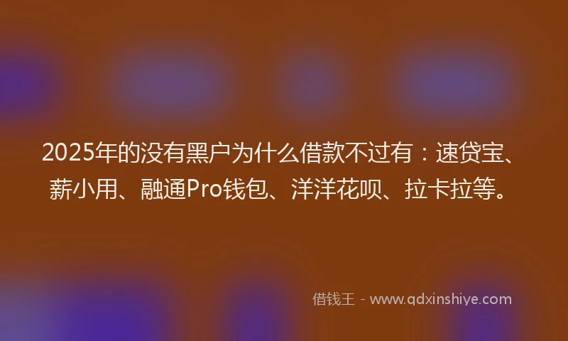 2025年的没有黑户为什么借款不过有：速贷宝、薪小用、融通Pro钱包、洋洋花呗、拉卡拉等。