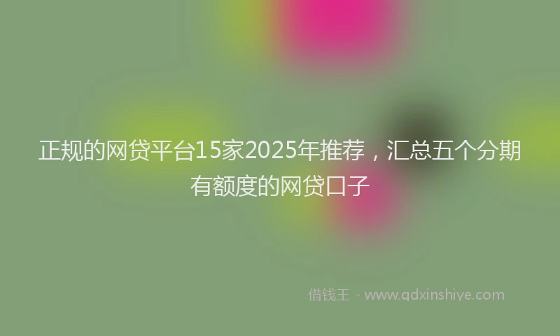 正规的网贷平台15家2025年推荐，汇总五个分期有额度的网贷口子