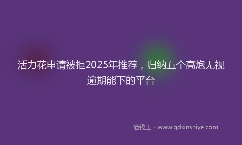 活力花申请被拒2025年推荐，归纳五个高炮无视逾期能下的平台