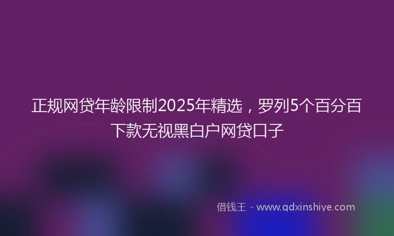 正规网贷年龄限制2025年精选，罗列5个百分百下款无视黑白户网贷口子