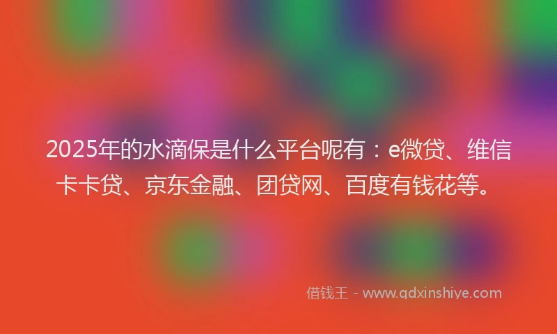 2025年的水滴保是什么平台呢有：e微贷、维信卡卡贷、京东金融、团贷网、百度有钱花等。