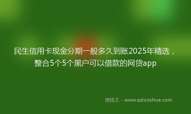 民生信用卡现金分期一般多久到账2025年精选，整合5个5个黑户可以借款的网贷app