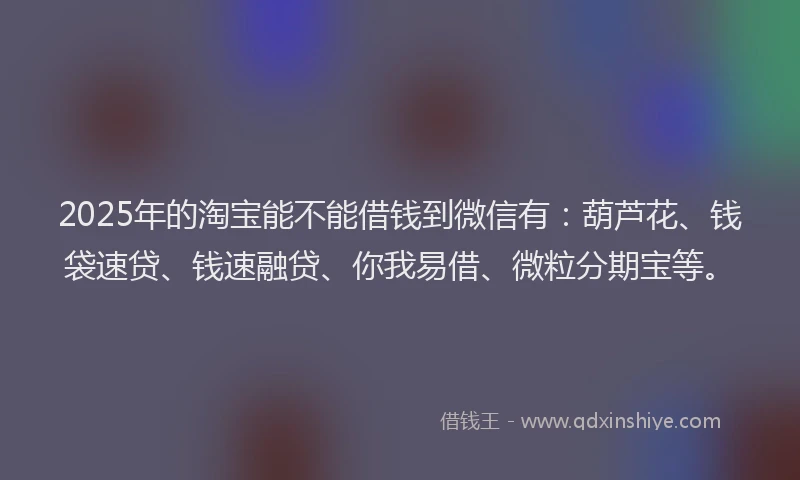 2025年的淘宝能不能借钱到微信有：葫芦花、钱袋速贷、钱速融贷、你我易借、微粒分期宝等。
