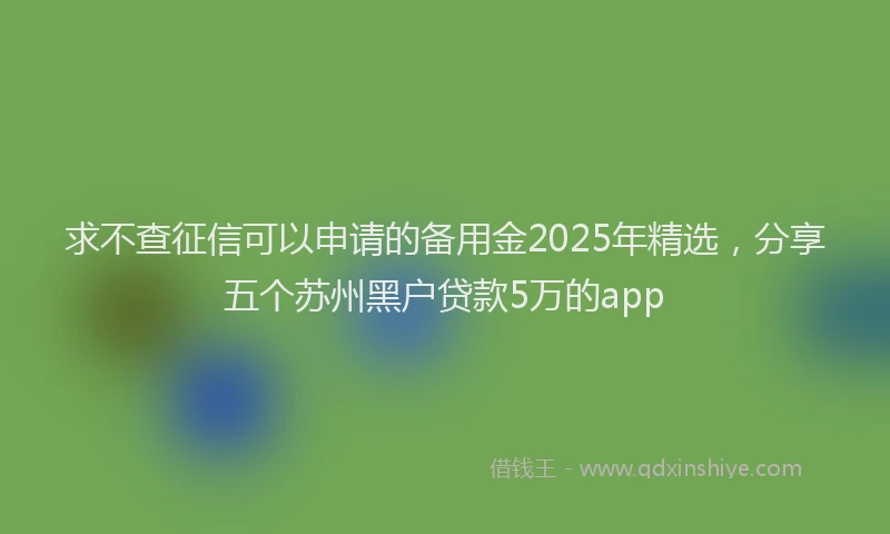 求不查征信可以申请的备用金2025年精选，分享五个苏州黑户贷款5万的app