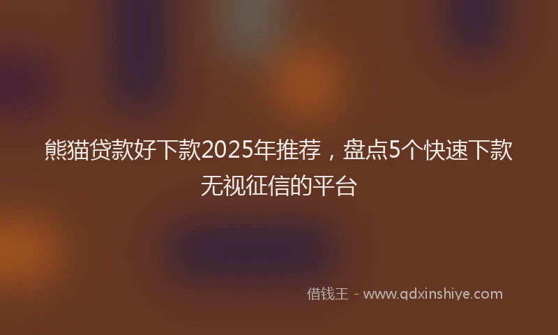 熊猫贷款好下款2025年推荐，盘点5个快速下款无视征信的平台