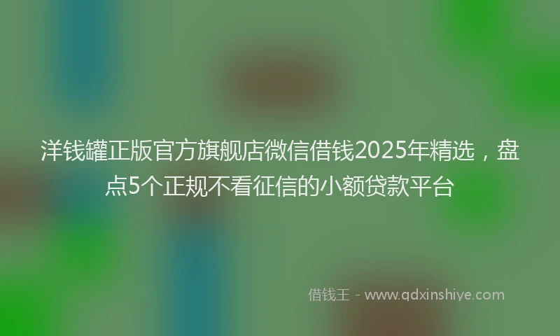 洋钱罐正版官方旗舰店微信借钱2025年精选，盘点5个正规不看征信的小额贷款平台