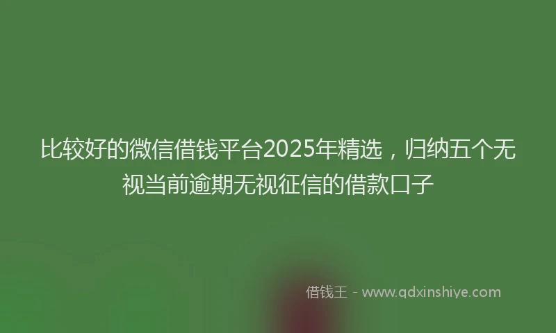 比较好的微信借钱平台2025年精选，归纳五个无视当前逾期无视征信的借款口子