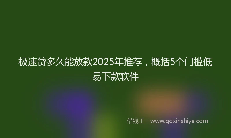 极速贷多久能放款2025年推荐，概括5个门槛低易下款软件