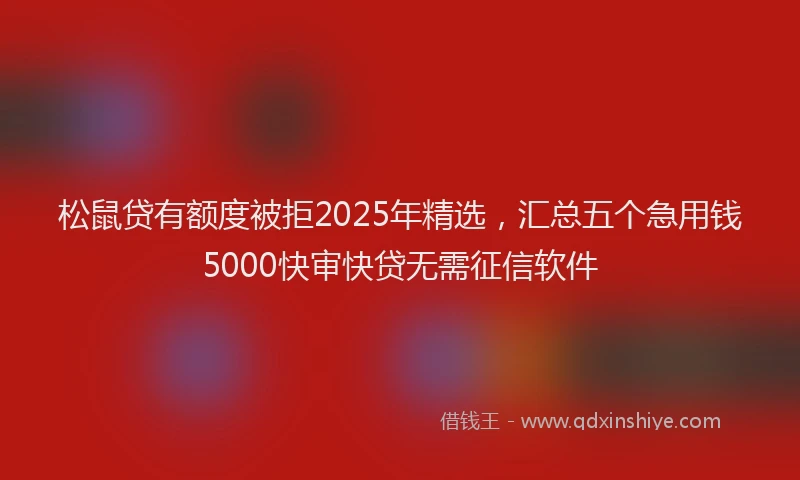 松鼠贷有额度被拒2025年精选，汇总五个急用钱5000快审快贷无需征信软件