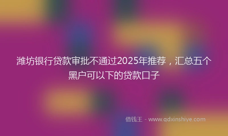 潍坊银行贷款审批不通过2025年推荐，汇总五个黑户可以下的贷款口子