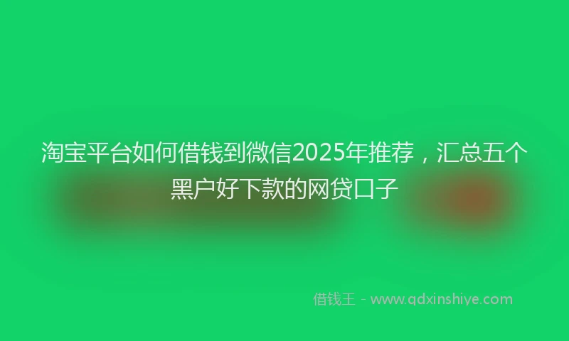 淘宝平台如何借钱到微信2025年推荐，汇总五个黑户好下款的网贷口子
