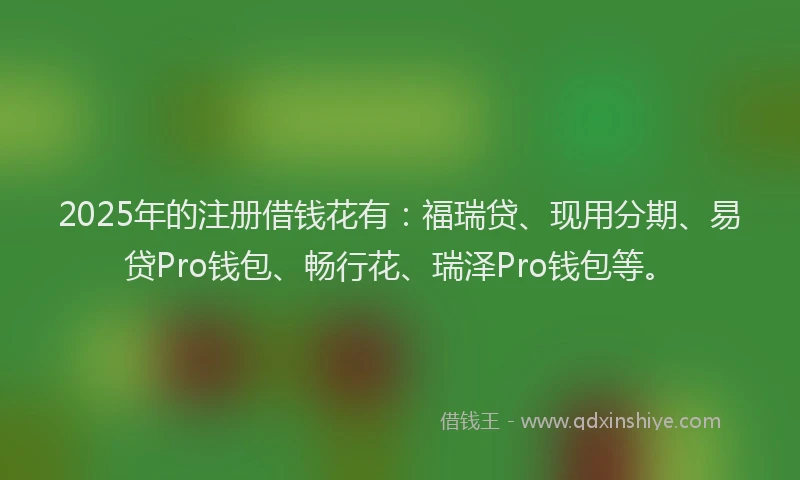 2025年的注册借钱花有：福瑞贷、现用分期、易贷Pro钱包、畅行花、瑞泽Pro钱包等。