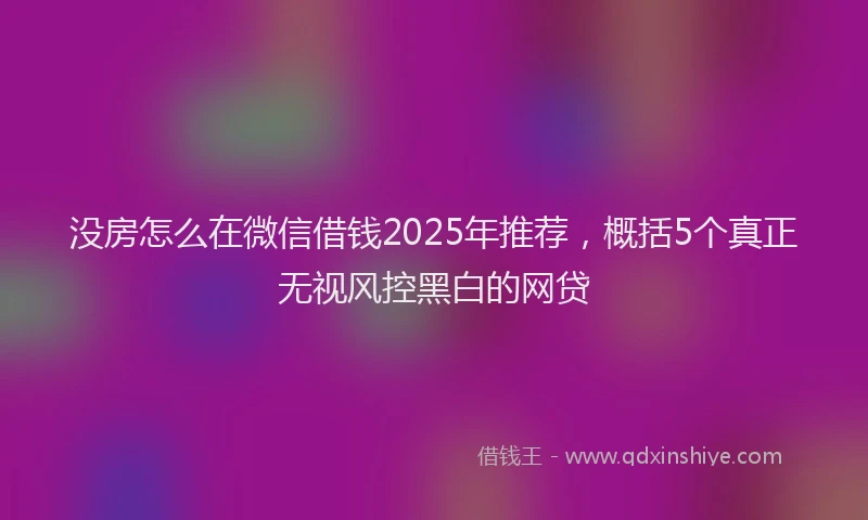 没房怎么在微信借钱2025年推荐，概括5个真正无视风控黑白的网贷