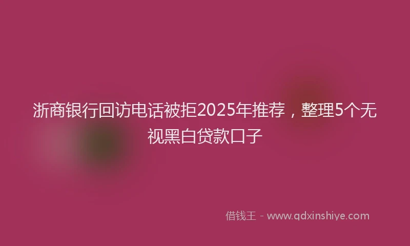 浙商银行回访电话被拒2025年推荐，整理5个无视黑白贷款口子