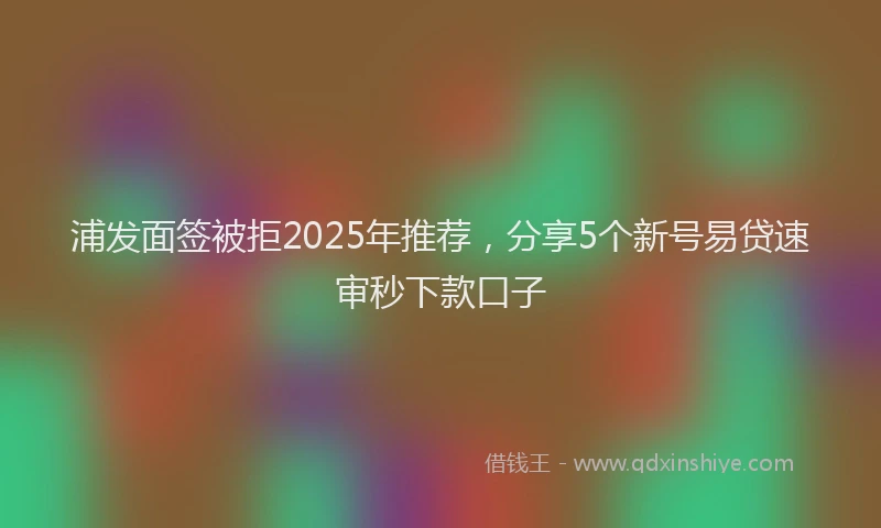 浦发面签被拒2025年推荐，分享5个新号易贷速审秒下款口子
