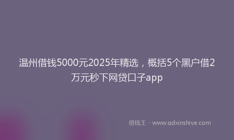 温州借钱5000元2025年精选，概括5个黑户借2万元秒下网贷口子app