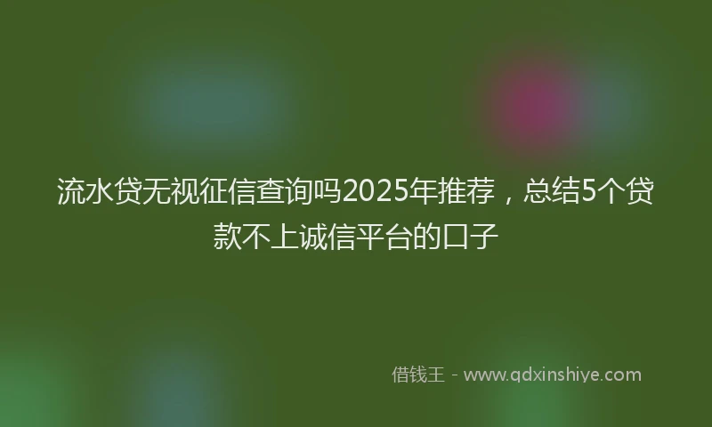 流水贷无视征信查询吗2025年推荐，总结5个贷款不上诚信平台的口子