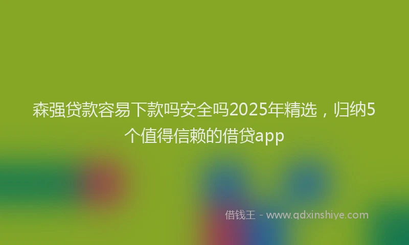 森强贷款容易下款吗安全吗2025年精选，归纳5个值得信赖的借贷app