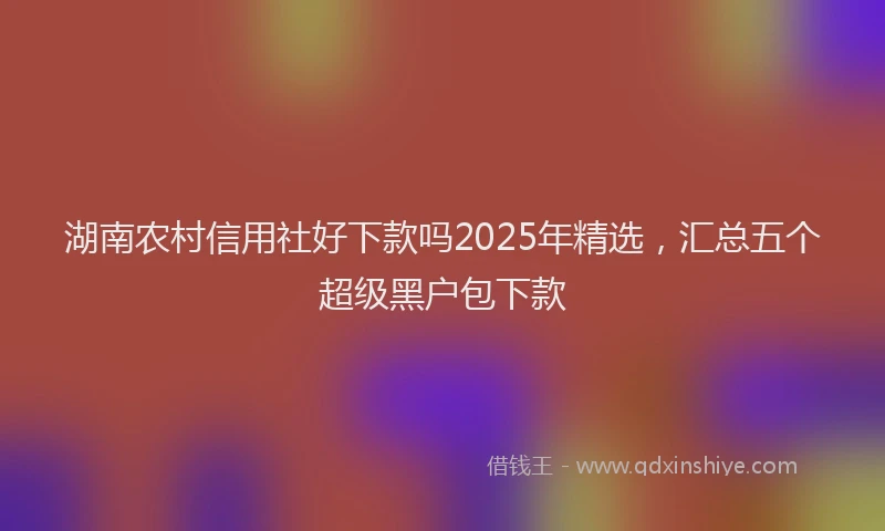 湖南农村信用社好下款吗2025年精选，汇总五个超级黑户包下款