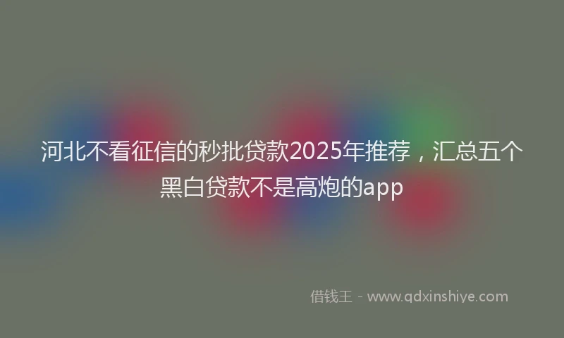 河北不看征信的秒批贷款2025年推荐，汇总五个黑白贷款不是高炮的app