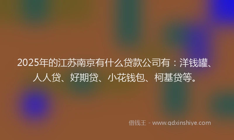 2025年的江苏南京有什么贷款公司有：洋钱罐、人人贷、好期贷、小花钱包、柯基贷等。
