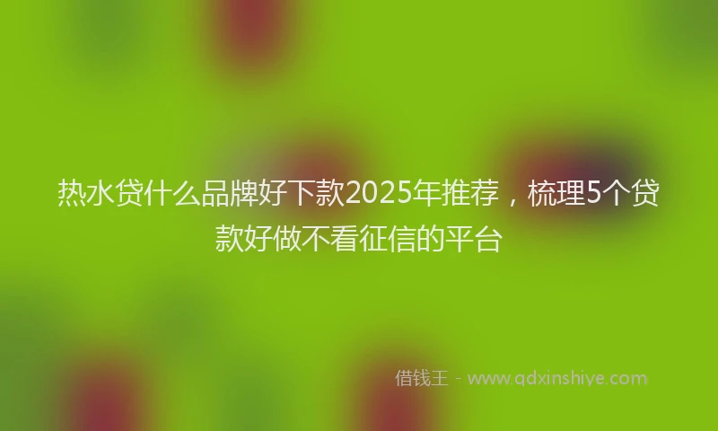 热水贷什么品牌好下款2025年推荐，梳理5个贷款好做不看征信的平台