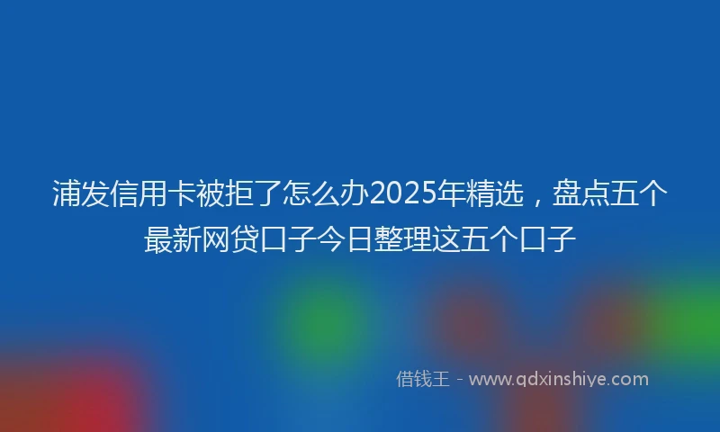 浦发信用卡被拒了怎么办2025年精选，盘点五个最新网贷口子今日整理这五个口子