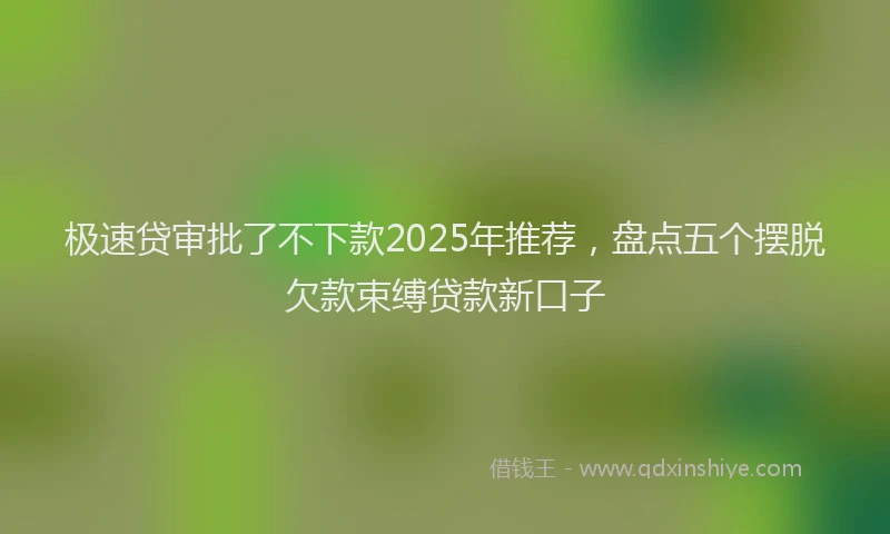 极速贷审批了不下款2025年推荐，盘点五个摆脱欠款束缚贷款新口子