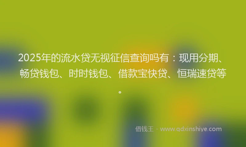 2025年的流水贷无视征信查询吗有：现用分期、畅贷钱包、时时钱包、借款宝快贷、恒瑞速贷等。