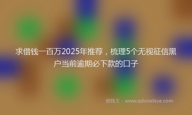 求借钱一百万2025年推荐，梳理5个无视征信黑户当前逾期必下款的口子